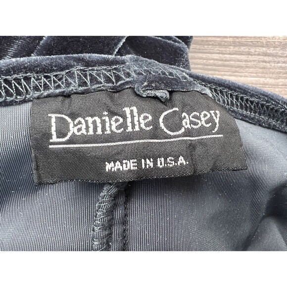 Vtg. Danielle Casey Dress S Black Velvet Midi Floral Embroidery Romantic Elegant - Picture 13 of 13